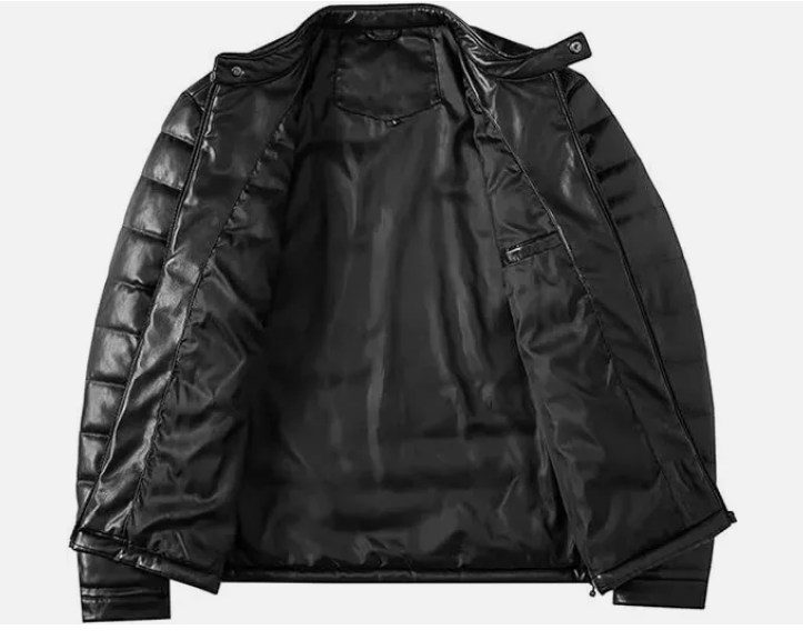 Handmade Men's Genuine Leather Puffer Jacket Winter Quilted Real Lightweight Jacket