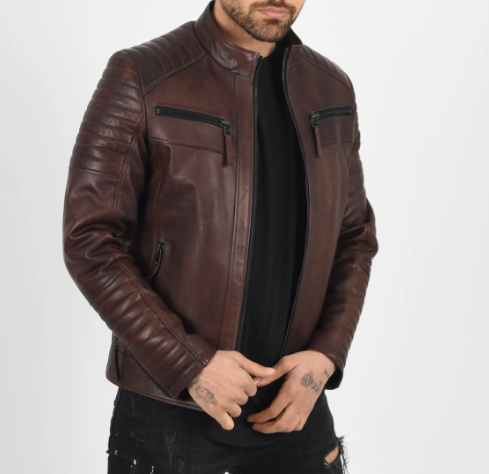 Men’s Vax Brown Quilted handmade Italian lambskin Leather Jacket.Leather Jacket For Men, Mens Lamb Leather Jacket Coat