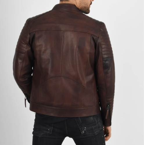 Men’s Vax Brown Quilted handmade Italian lambskin Leather Jacket.Leather Jacket For Men, Mens Lamb Leather Jacket Coat