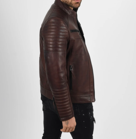 Men’s Vax Brown Quilted handmade Italian lambskin Leather Jacket.Leather Jacket For Men, Mens Lamb Leather Jacket Coat