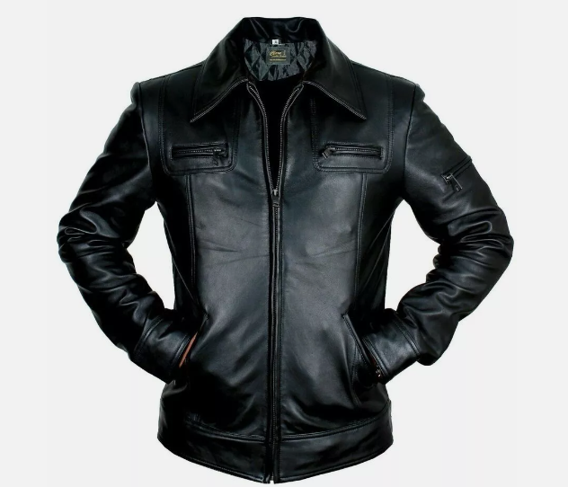 HANDMADE MENS BLACK REAL GENUINE LEATHER JACKET VINTAGE SLIM FIT RETRO