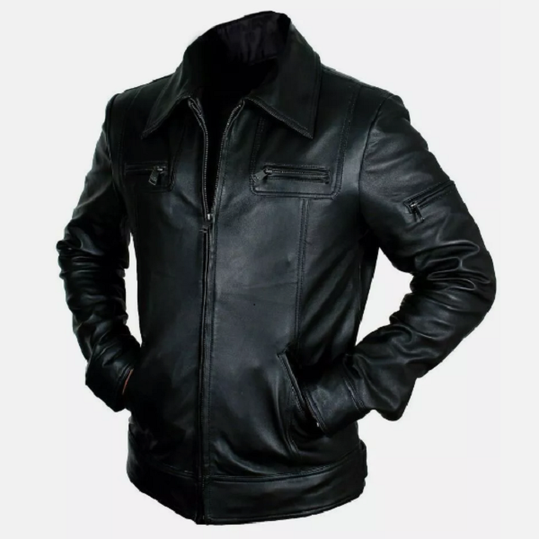 HANDMADE MENS BLACK REAL GENUINE LEATHER JACKET VINTAGE SLIM FIT RETRO