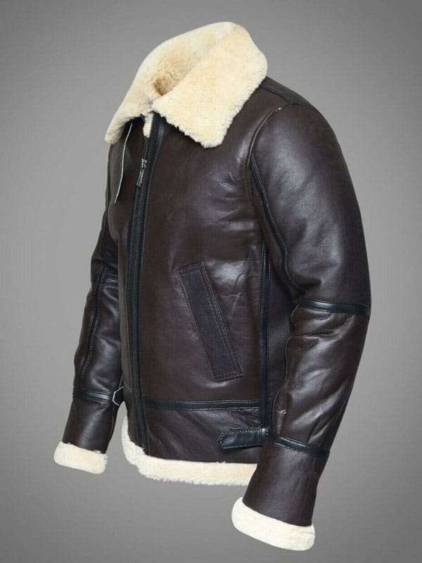 "Handmade B3 Bomber Aviator Jacket – Genuine Cowhide Leather with Real Shearling