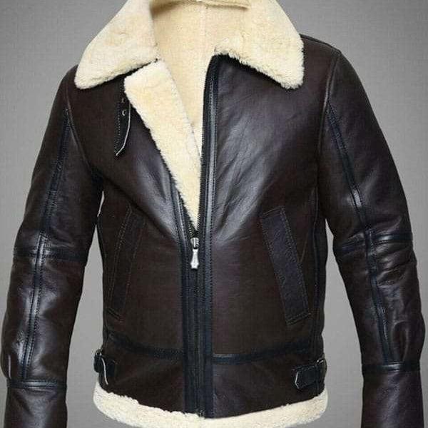 "Handmade B3 Bomber Aviator Jacket – Genuine Cowhide Leather with Real Shearling