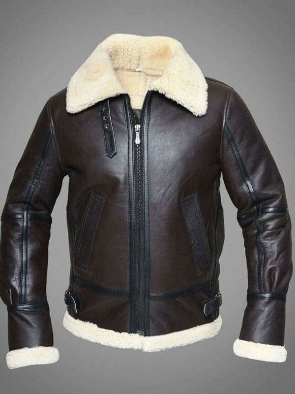 "Handmade B3 Bomber Aviator Jacket – Genuine Cowhide Leather with Real Shearling