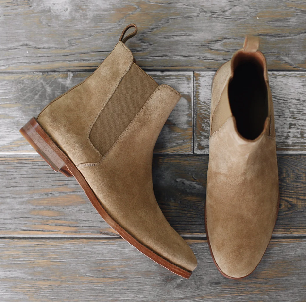 Classic Tan Chelsea Boots for Men - Handmade Suede Leather