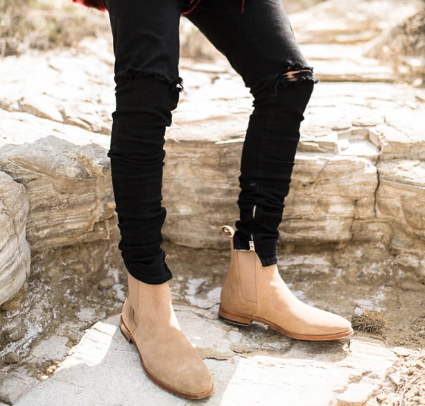 Classic Tan Chelsea Boots for Men - Handmade Suede Leather