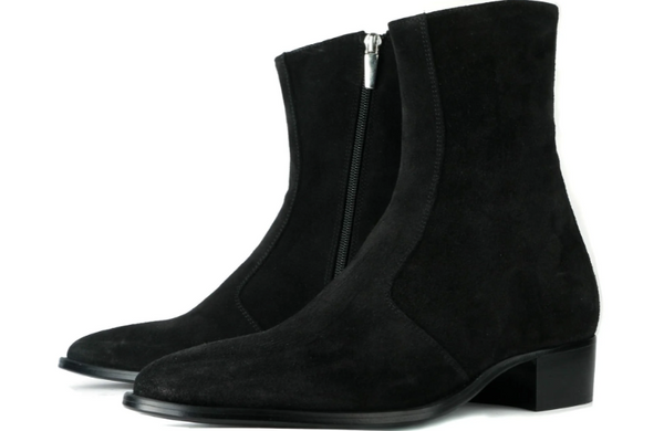 Men's and Women's Black Suede Ankle Boots with Side Zipper - Stylish and Comfortable Fall Footwear