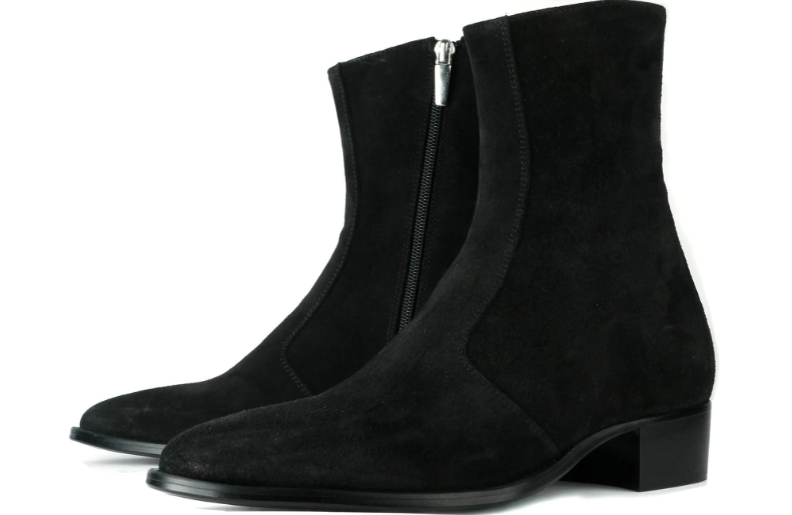 Men's and Women's Black Suede Ankle Boots with Side Zipper - Stylish and Comfortable Fall Footwear
