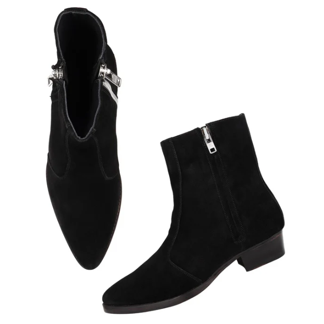 Men's and Women's Black Suede Ankle Boots with Side Zipper - Stylish and Comfortable Fall Footwear